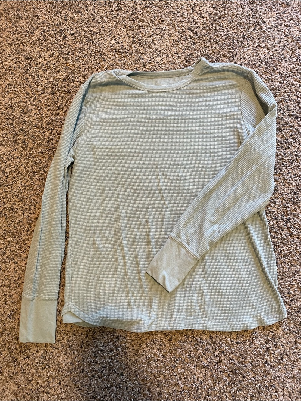 Orvis Long Sleeve Waffle Knit Top in Light Sage Green